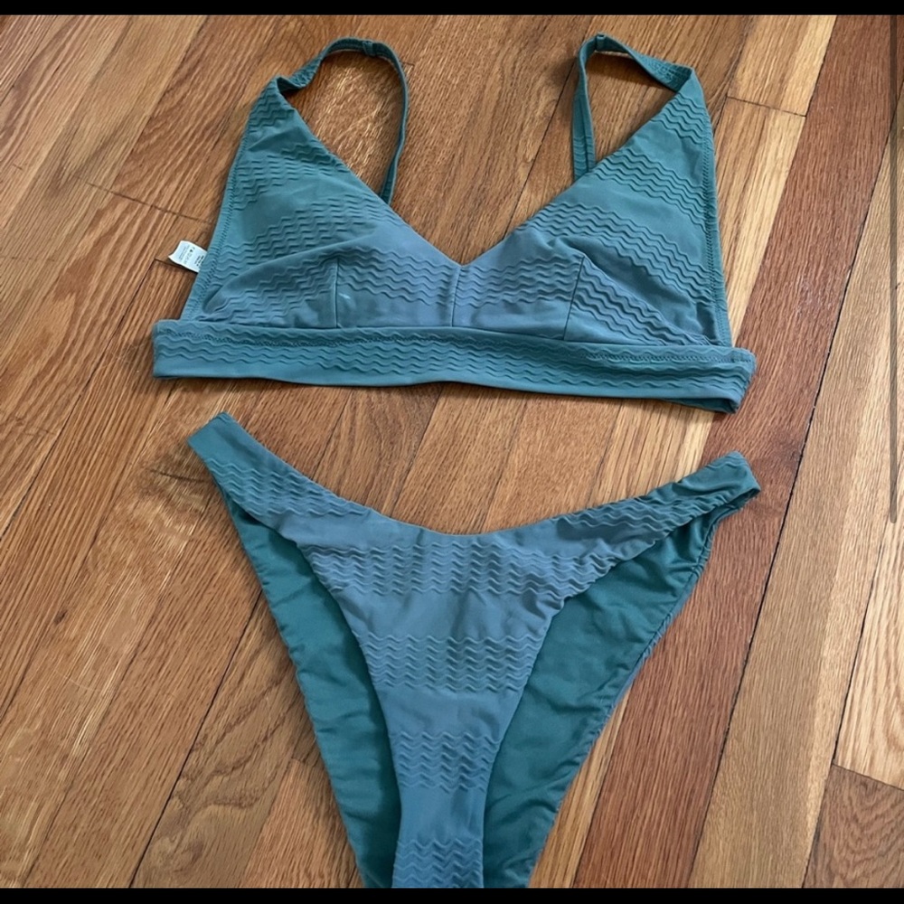 Aerie Jacquard LongLine HighCut Bikini